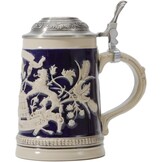 Geretourneerde Bierpul 0,5L Keramiek met Tinnen Deksel - Duits Thema - 29% Korting!