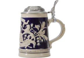 Bierpul 0.5L Keramiek met Tinnen Deksel - Duits & Oktoberfest Thema - 36% Korting
