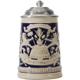 Geretourneerde Bierpul 0,5L Keramiek met Tinnen Deksel - Duits Thema - 29% Korting!