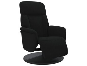Verstelbare Fluwelen Fauteuil met Voetensteun, Zwart - 59% Korting!
