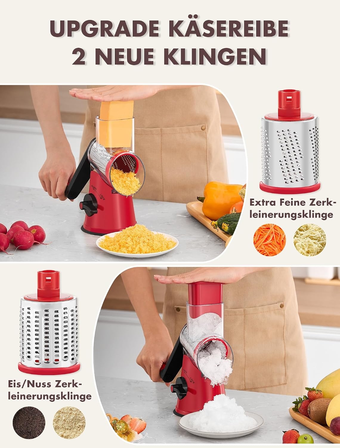 Kaas- en groenterasp met zwengel | 34% Korting