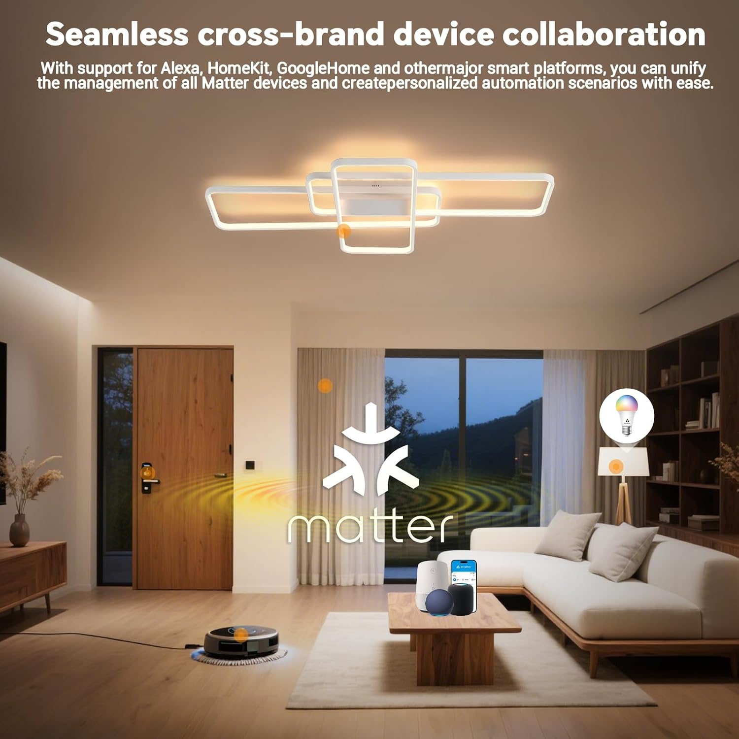 Slimme LED Plafondlamp Matter 90cm Wit - 34% Korting