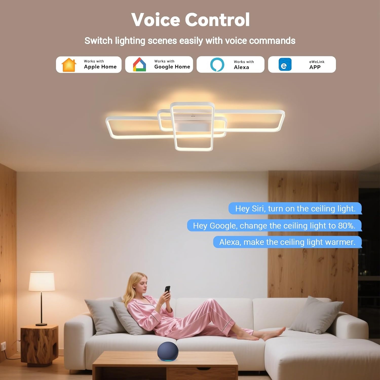 Slimme LED Plafondlamp Matter 90cm Wit - 34% Korting