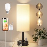 Dimbaar Nachttischlamp met USB & Stopcontact - 34% Korting