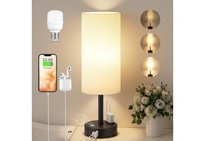Dimbaar Nachttischlampje met USB A+C & Stopcontact - 39% Korting