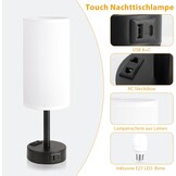 Dimbaar Nachttischlamp met USB & Stopcontact - 34% Korting
