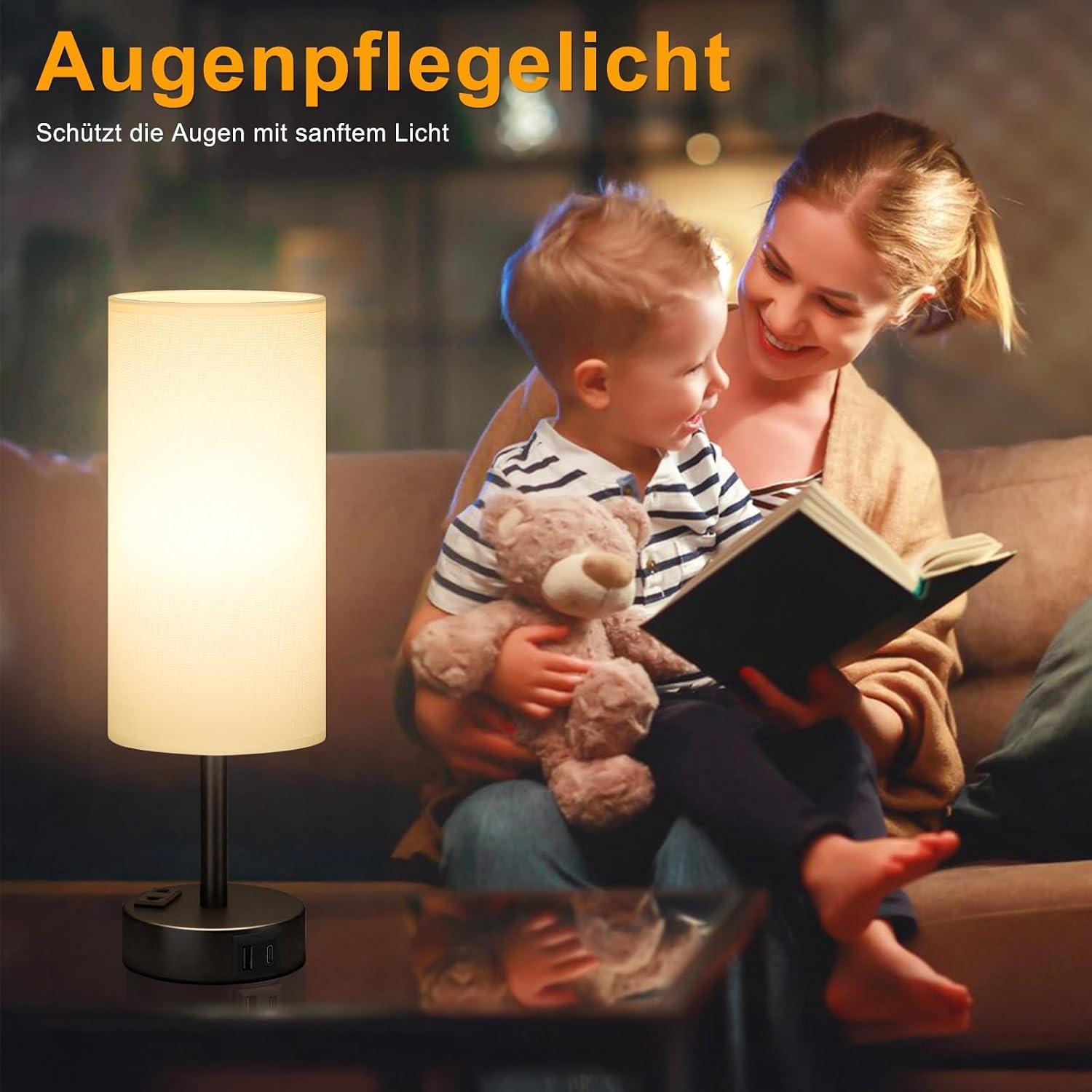 Dimbaar Nachttischlamp met USB & Stopcontact - 34% Korting