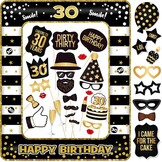 Foto Booth Accessoires & Fotolijst 30e Verjaardag - 34 Stuks