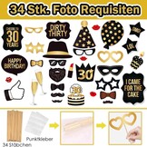 Foto Booth Accessoires & Fotolijst 30e Verjaardag - 34 Stuks