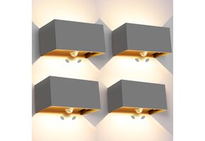 LED Wandlampen Set (4x) 20W Bewegingssensor Grijs IP65 - 41% Korting