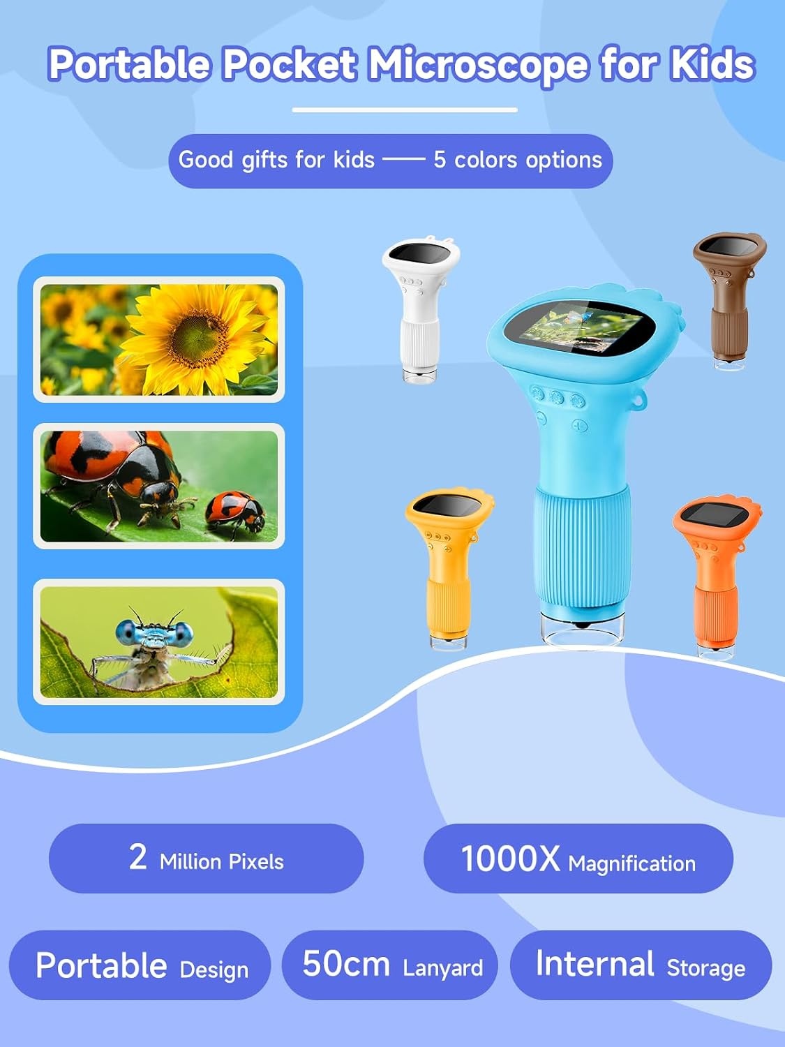 Digitale Kinder Microscoop 1000x Vergroting - Blauw (44% Korting)