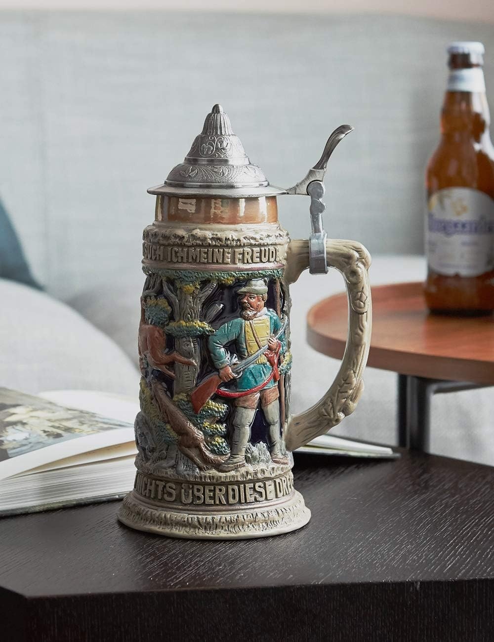 Keramische Bierpul met Tinnen Deksel - 34% Korting!