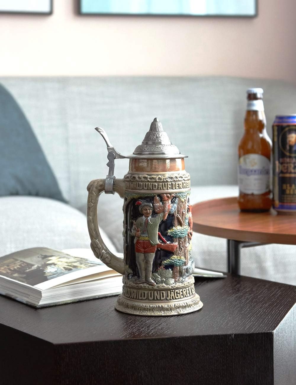 Keramische Bierpul met Tinnen Deksel - 34% Korting!