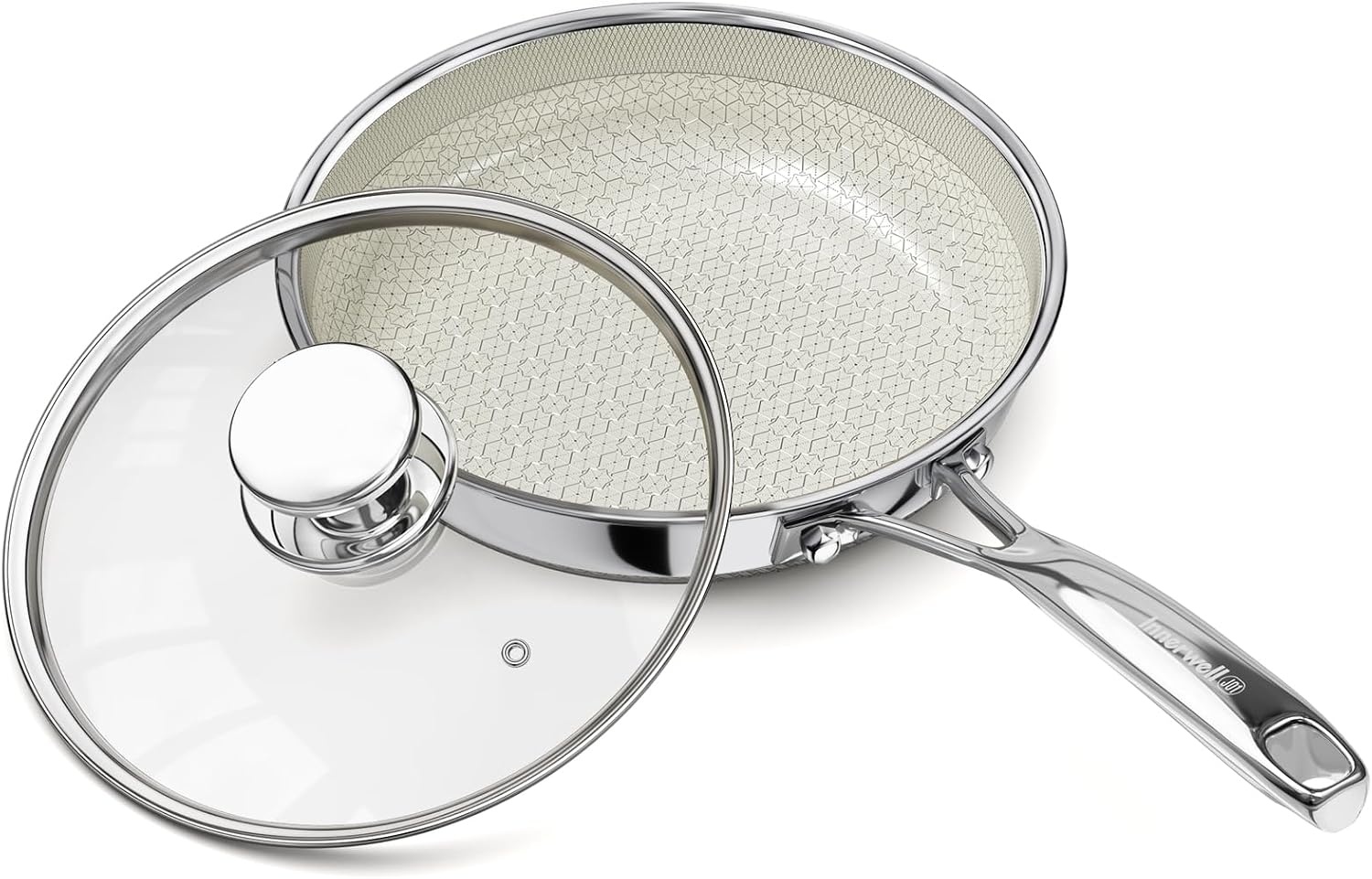 Koekenpan 20 cm RVS Keramisch Anti-aanbak, Inclusief Deksel - 60% Korting