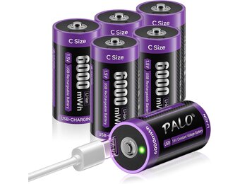 Oplaadbare C-batterijen (6 stuks) - 1.5V 6000mWh - USB-C Snellaad