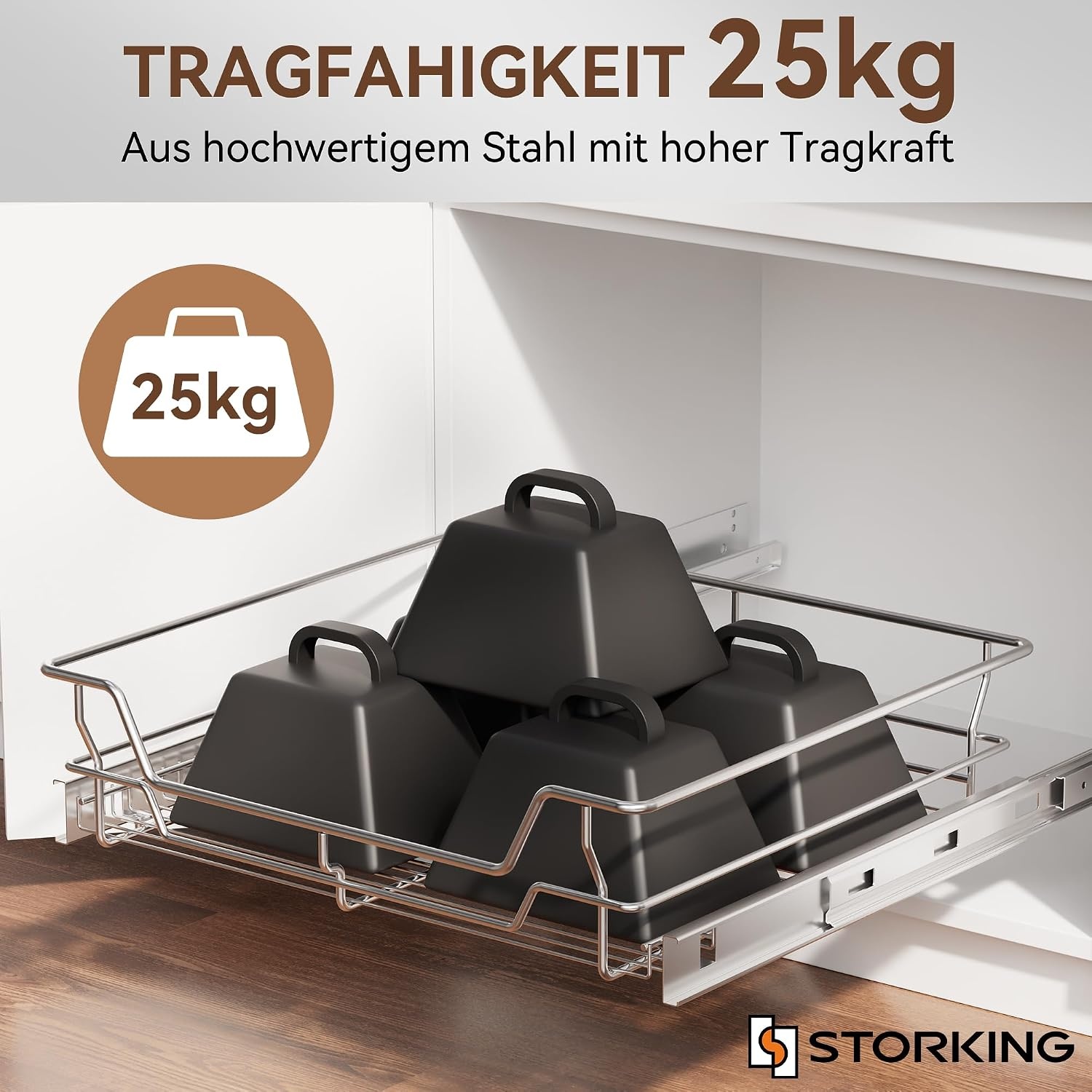 Uittrekbare Keukenkastlade 40cm Breed - Verchroomd Staal - 49% Korting