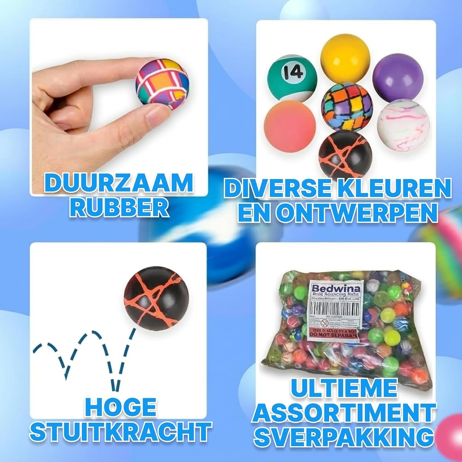 250 Stuiterballen Assortiment - 33% Korting