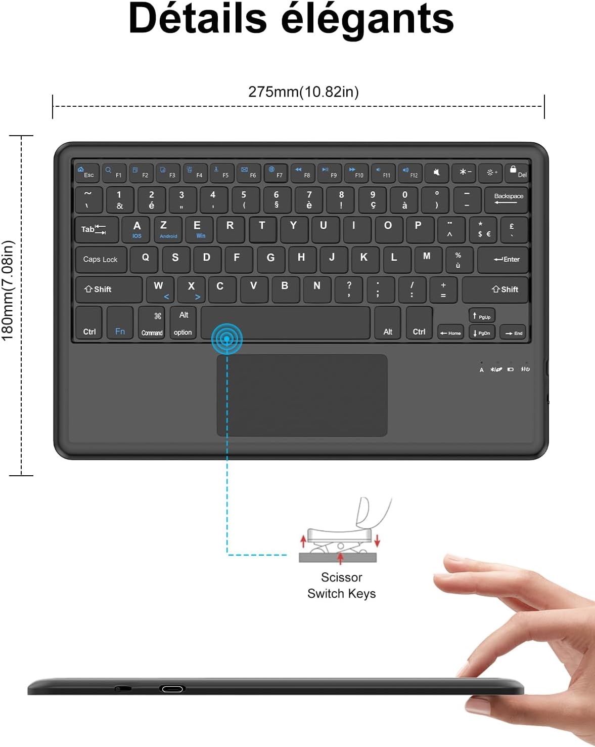 AZERTY Toetsenbordhoes Zwart PU-leer voor Lenovo Tab P12 12,7 inch - 58% Korting