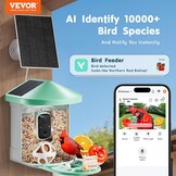 Vogelvoederstation met camera 2K HD & Zonne-energie - 75% Korting