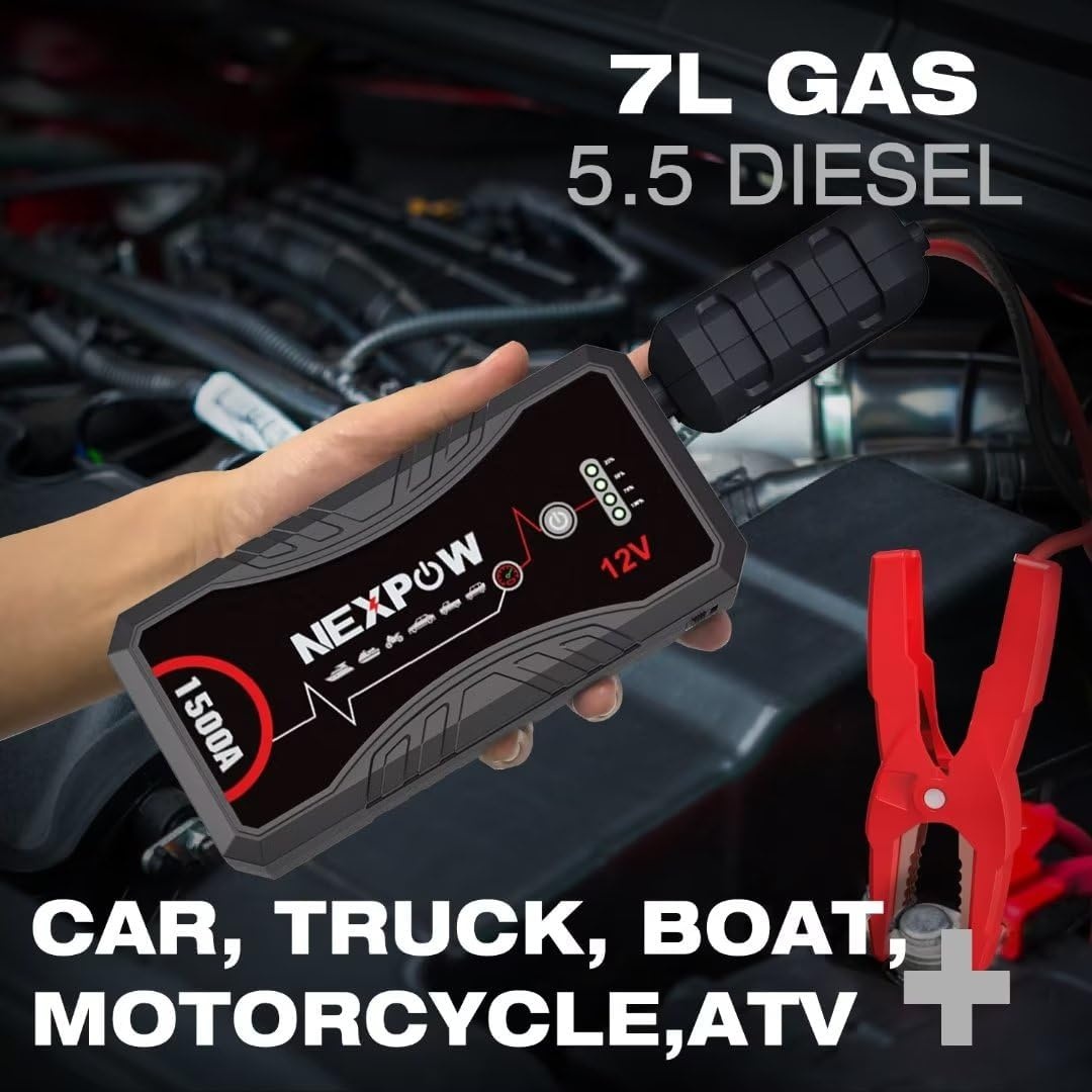 NEXPOW Q10S Jumpstarter & Powerbank 1500A: Start Benzine/Diesel (28% Korting)