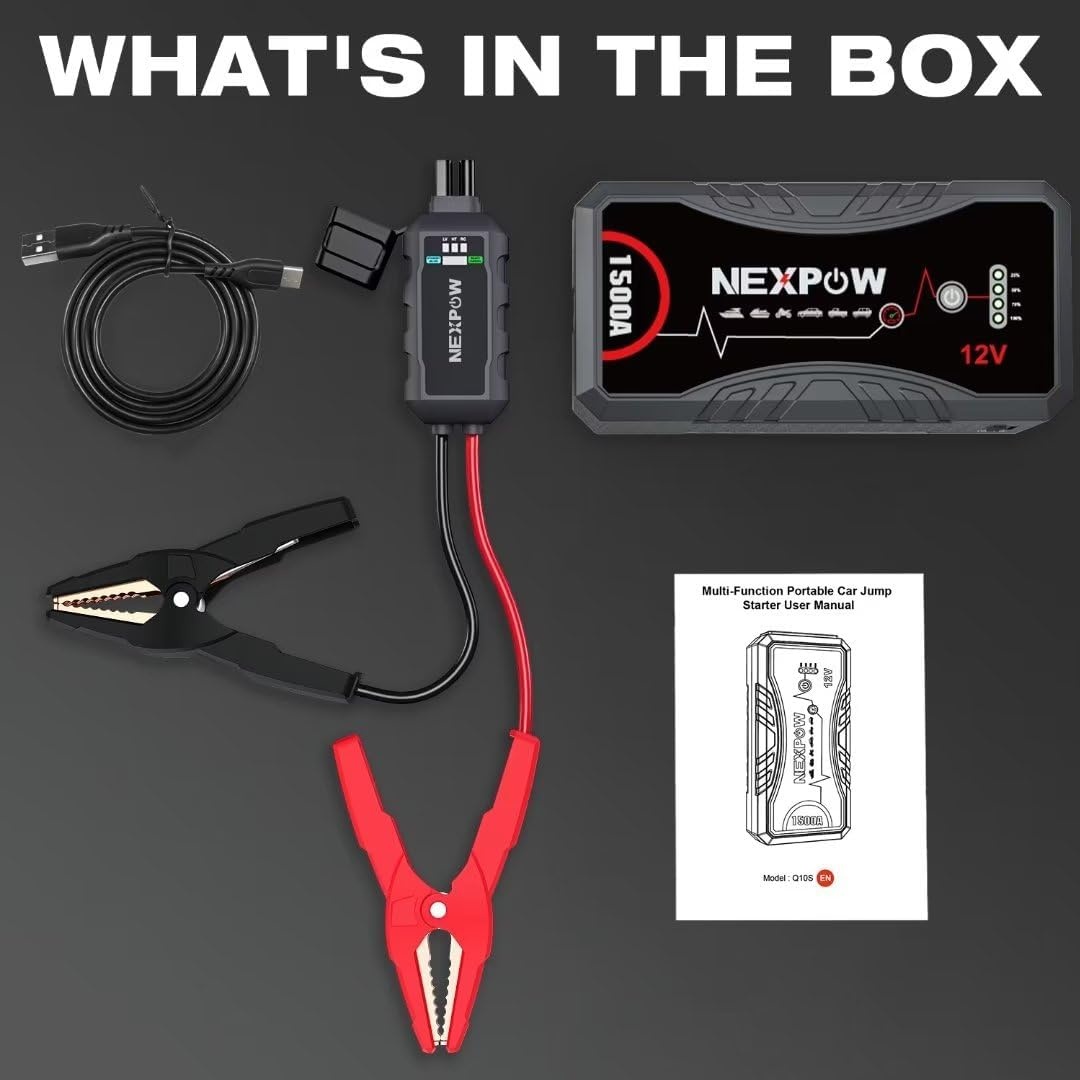NEXPOW Q10S Jumpstarter & Powerbank 1500A: Start Benzine/Diesel (28% Korting)