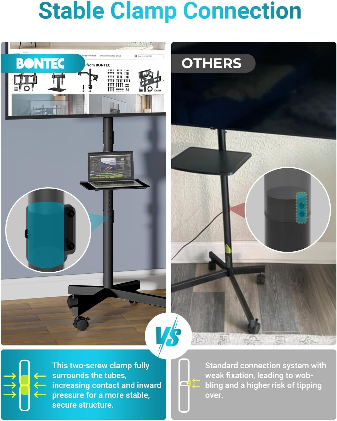 Verrijdbare TV Standaard Zwart - 23-60 Inch - 29% Korting
