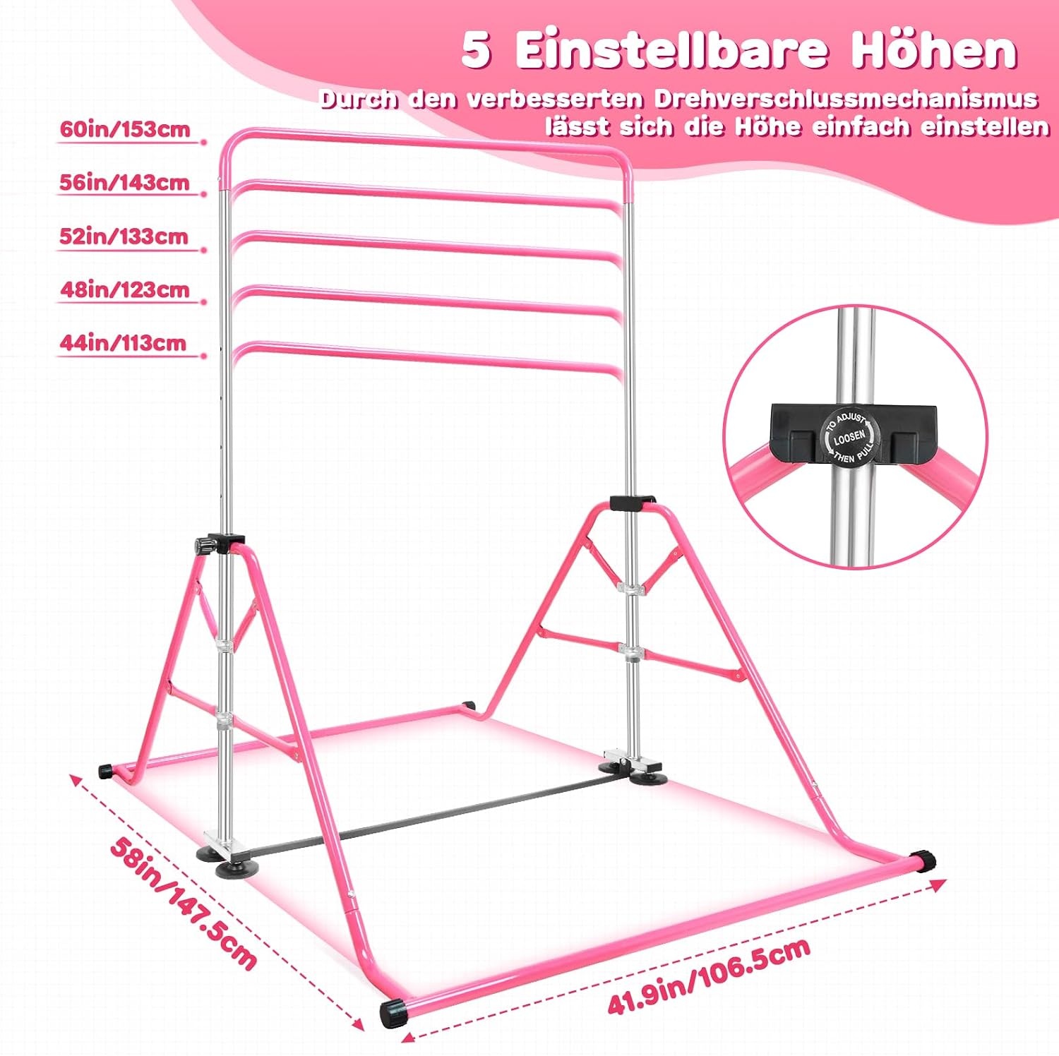Roze Turnstang voor Kinderen met Gymringen - 33% Korting!