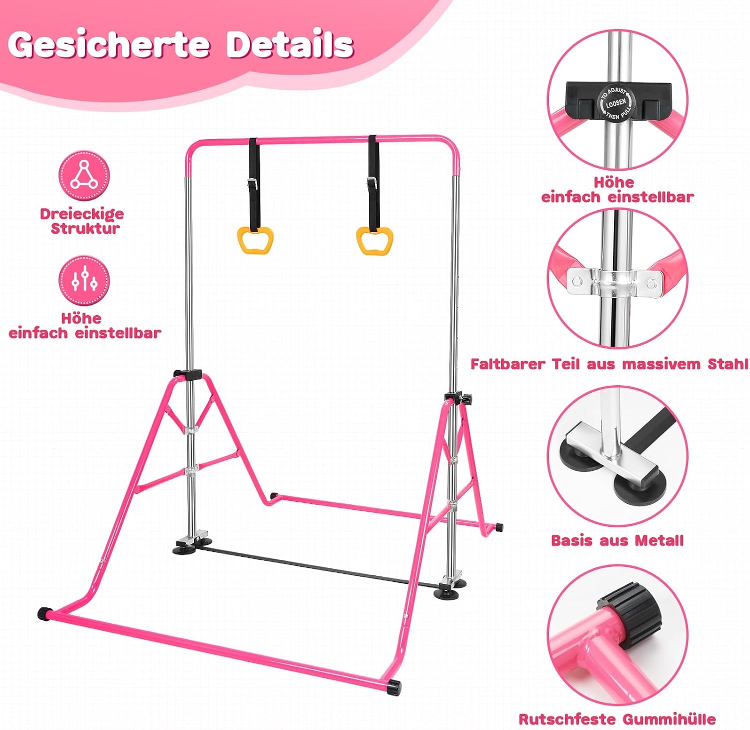 Roze Turnstang voor Kinderen met Gymringen - 33% Korting!