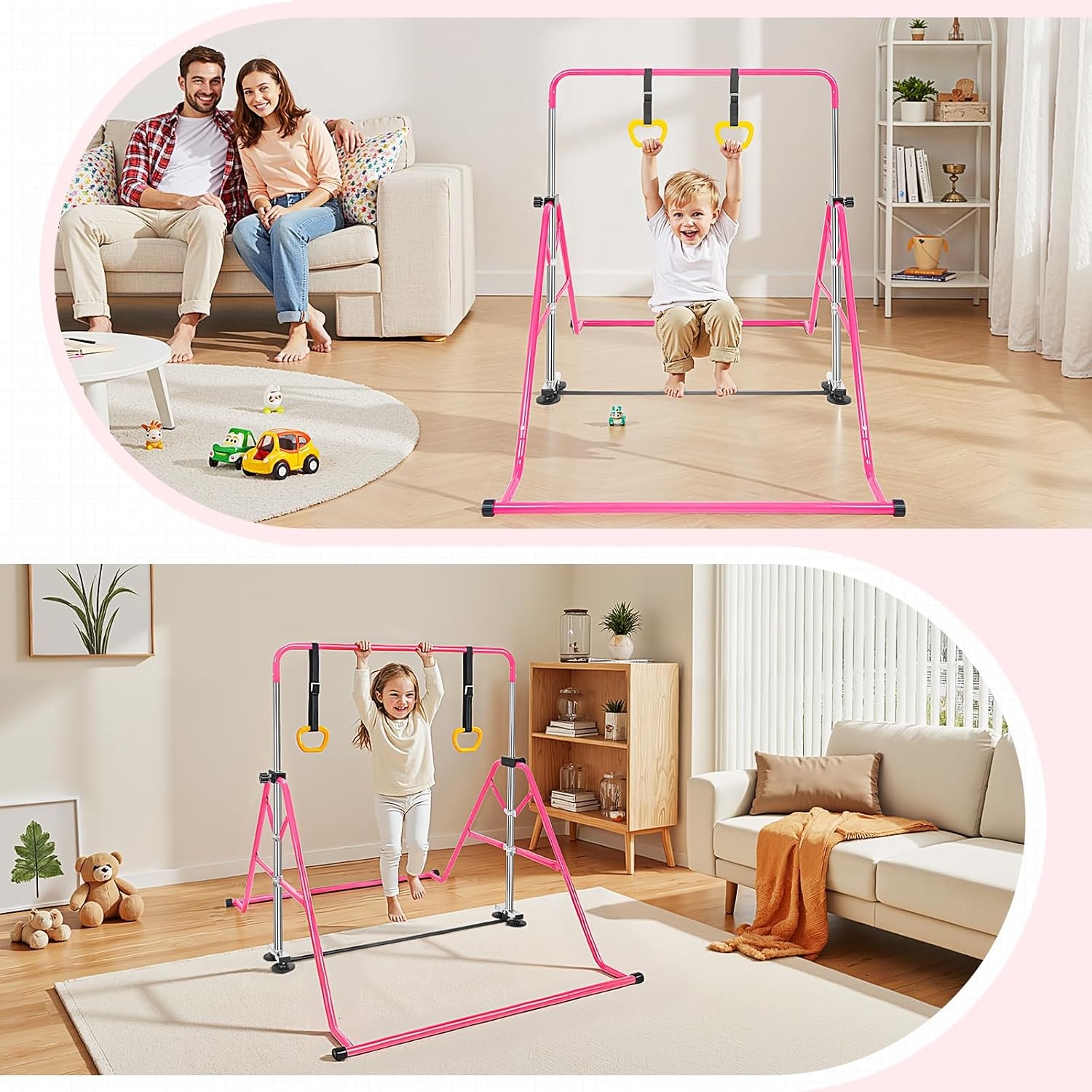 Roze Turnstang voor Kinderen met Gymringen - 33% Korting!