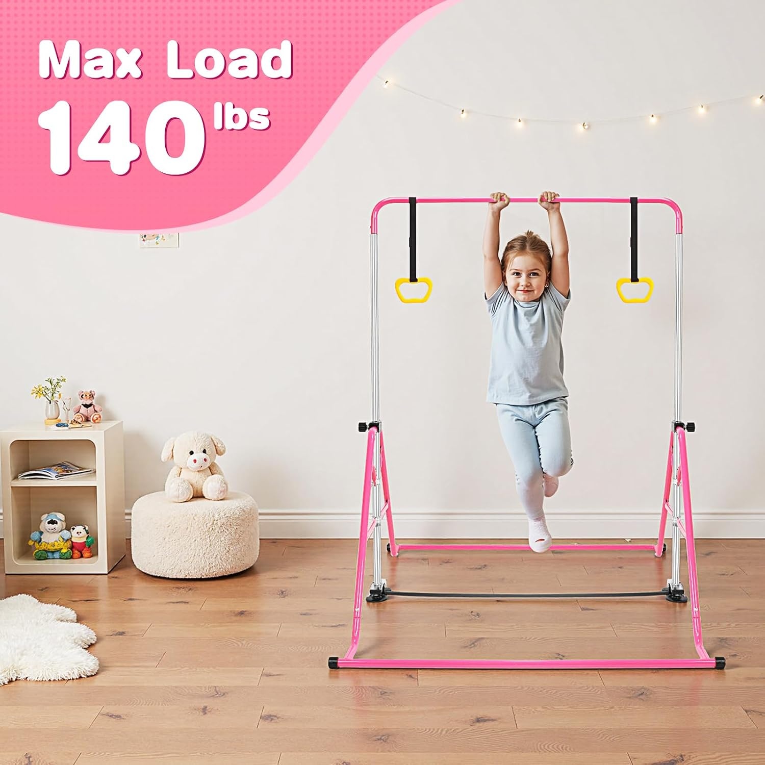 Roze Turnstang voor Kinderen met Gymringen - 33% Korting!