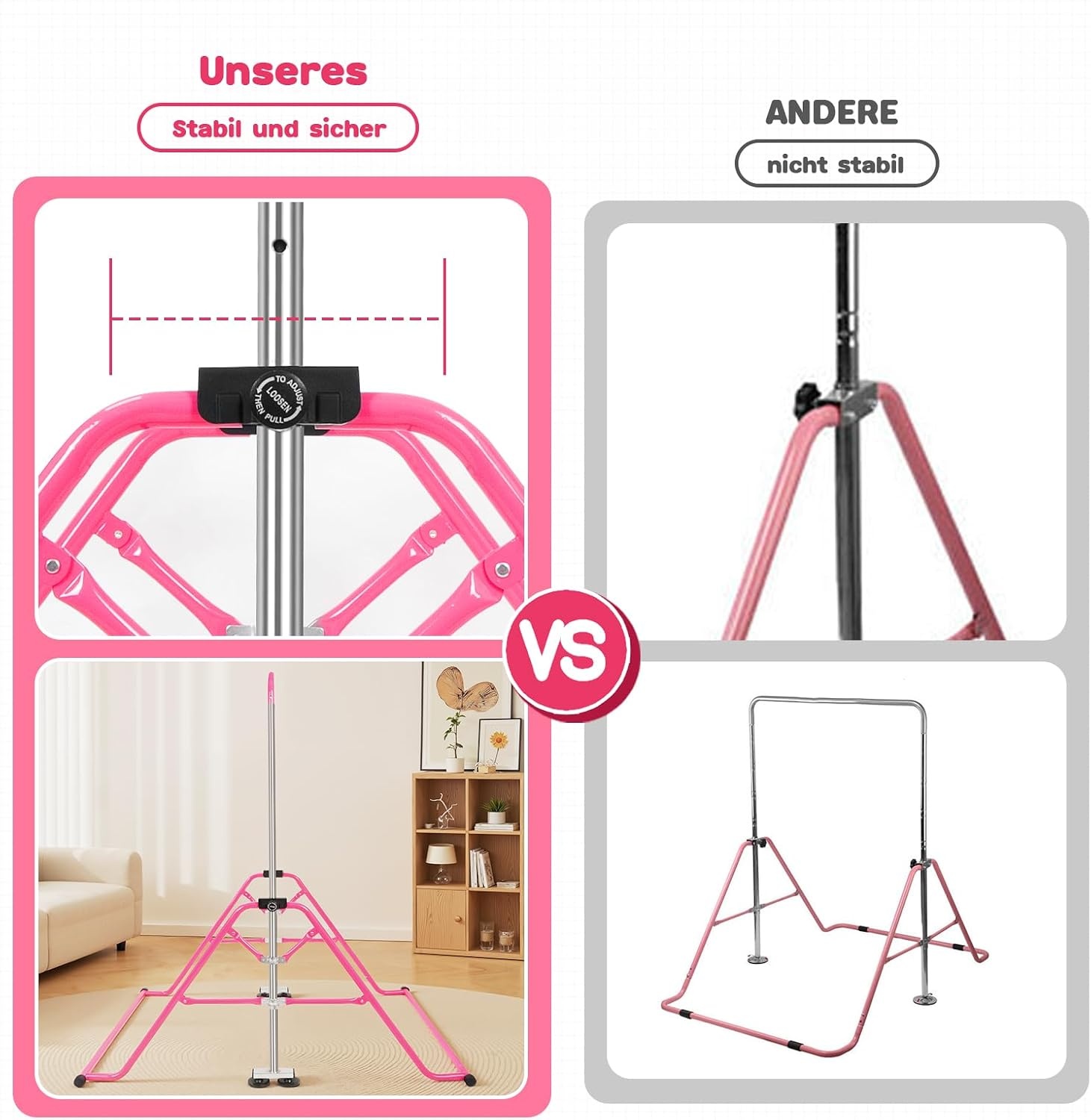 Roze Turnstang voor Kinderen met Gymringen - 33% Korting!
