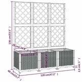 vidaXL Plantenbak met latwerk 120x40x136 cm polypropeen donkergrijs
