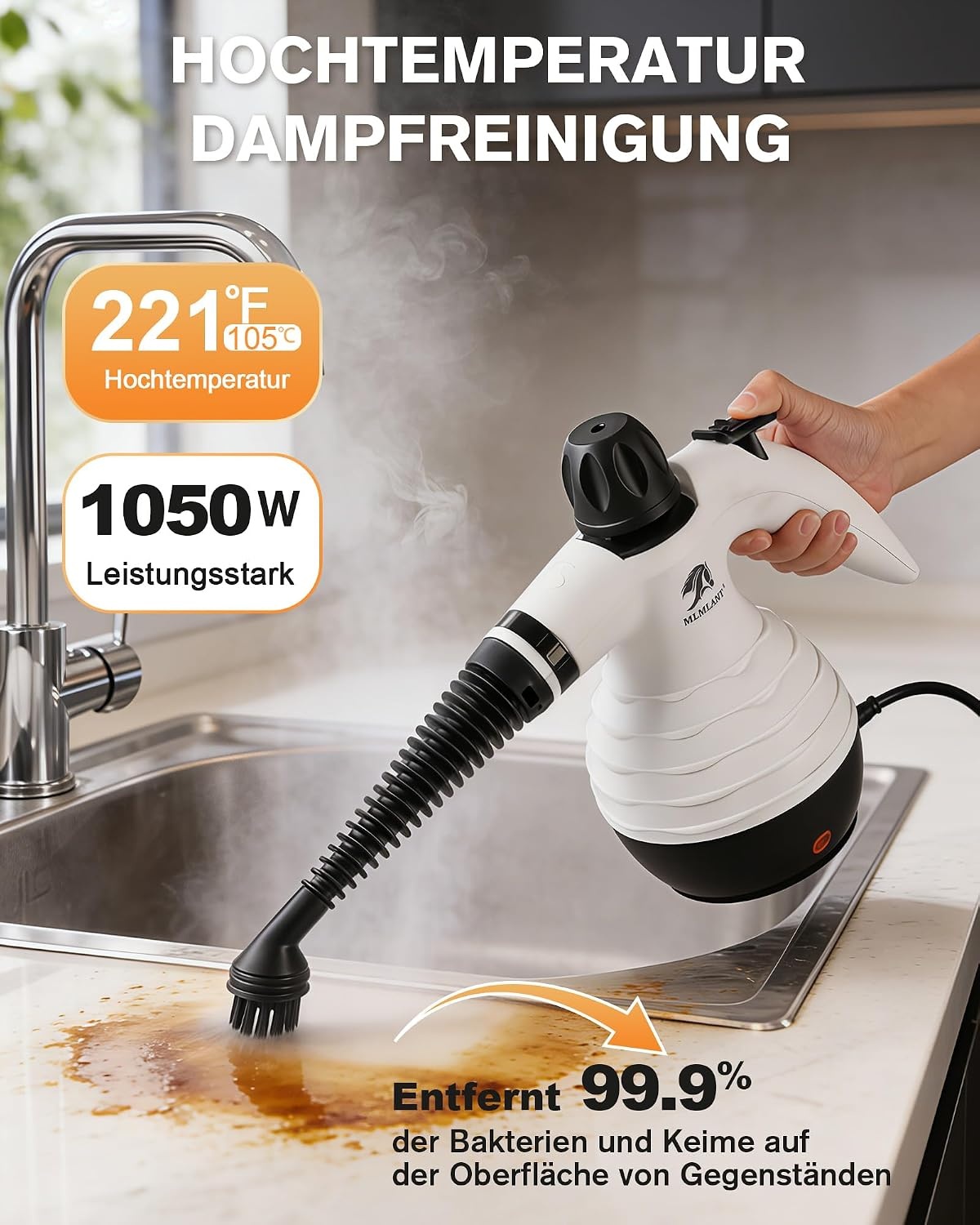 Draagbare Stoomreiniger 1050W - 60% Korting