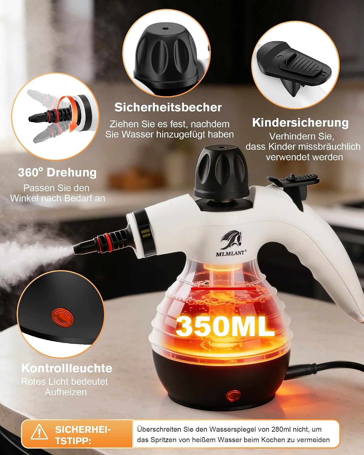 Draagbare Stoomreiniger 1050W - 60% Korting