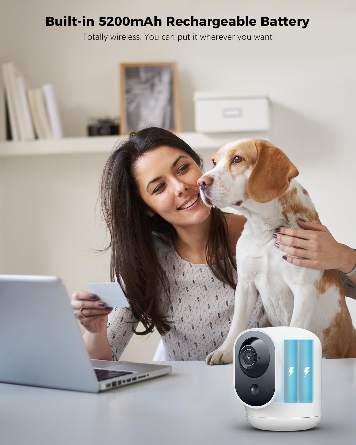 2K Indoor Beveiligingscamera met Batterij & AI Herkenning - 60% Korting