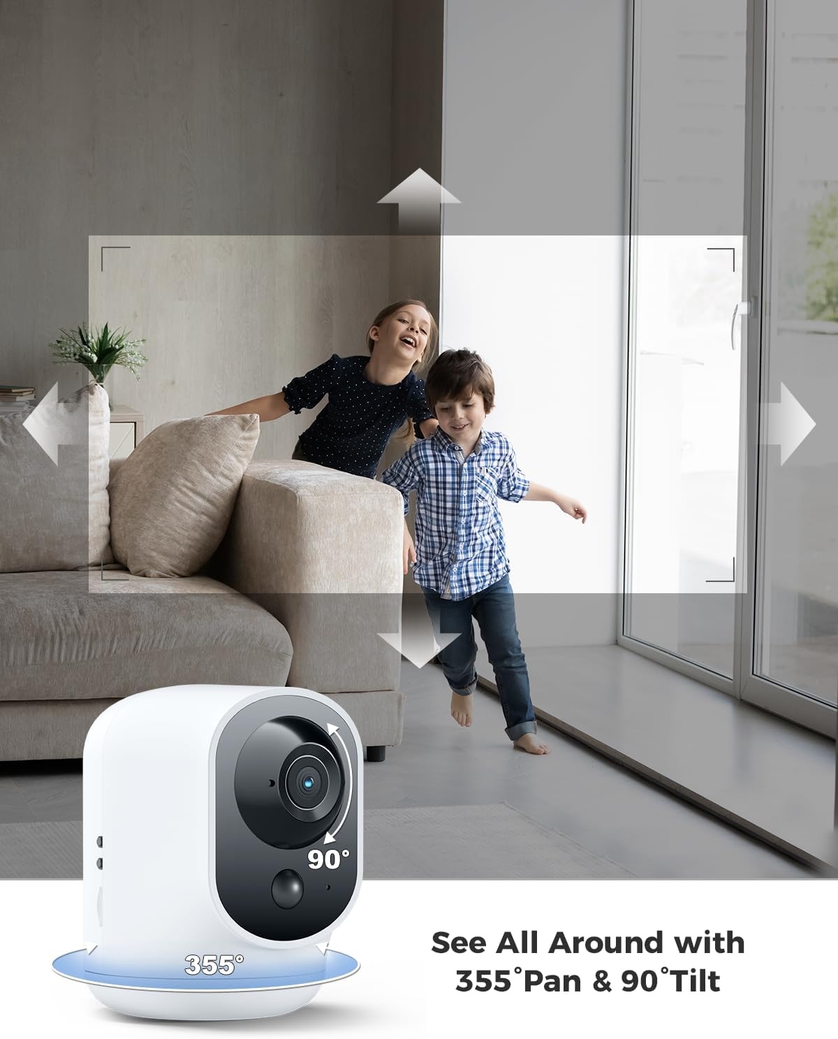 2K Indoor Beveiligingscamera met Batterij & AI Herkenning - 60% Korting