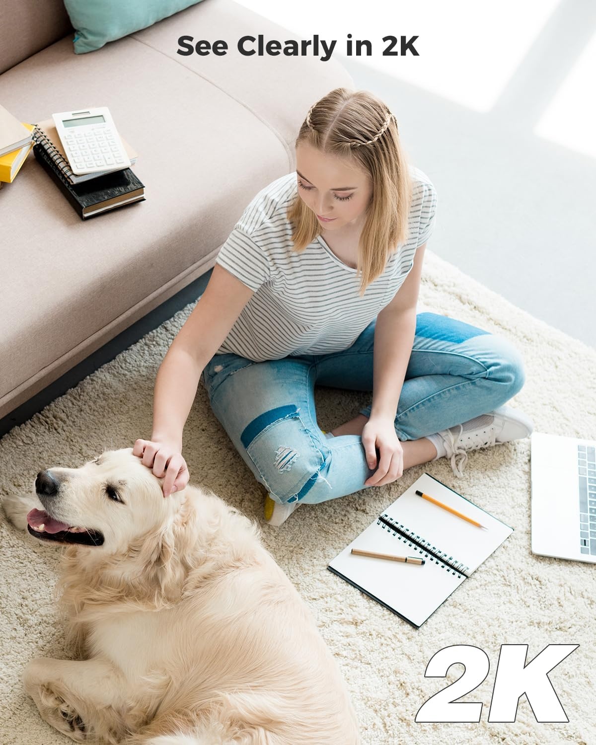 2K Indoor Beveiligingscamera met Batterij & AI Herkenning - 60% Korting
