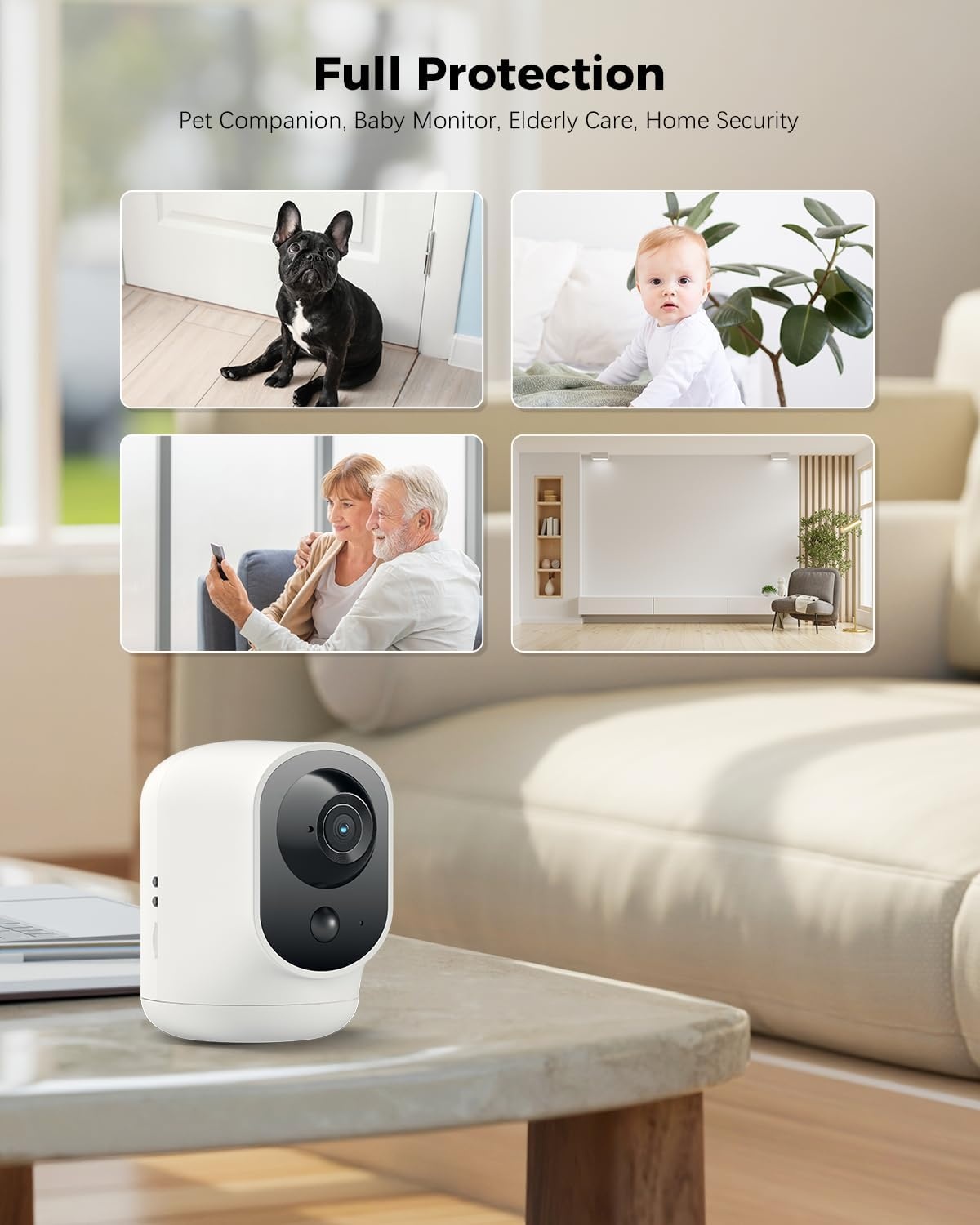 2K Indoor Beveiligingscamera met Batterij & AI Herkenning - 60% Korting