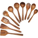 Houten lepels om te koken,10 stuks houten keukengerei, teak keukengerei set, natuurlijk teak keukengerei set, houten kookgerei