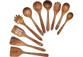 10-delige Houten Kookgerei Set met 41% Korting | Teakhout
