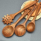 Houten lepels om te koken,10 stuks houten keukengerei, teak keukengerei set, natuurlijk teak keukengerei set, houten kookgerei