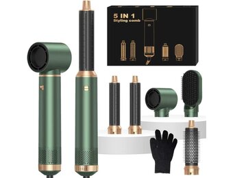 Air Styler Air Brush 5-in-1, Airbrush 5-in-1 haarstyler met haardroger, blaasborstel, krultang, thermische borstel, stijlborstel, 5-in-1 voor drogen, krullen, gladmaken