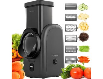 Elektrische kaasrasp, elektrische salademaker, multi-rasp, fruitsnijder, automatische groentehakselaar, keukenmachine, voor kaas, komkommer, wortel, zwart
