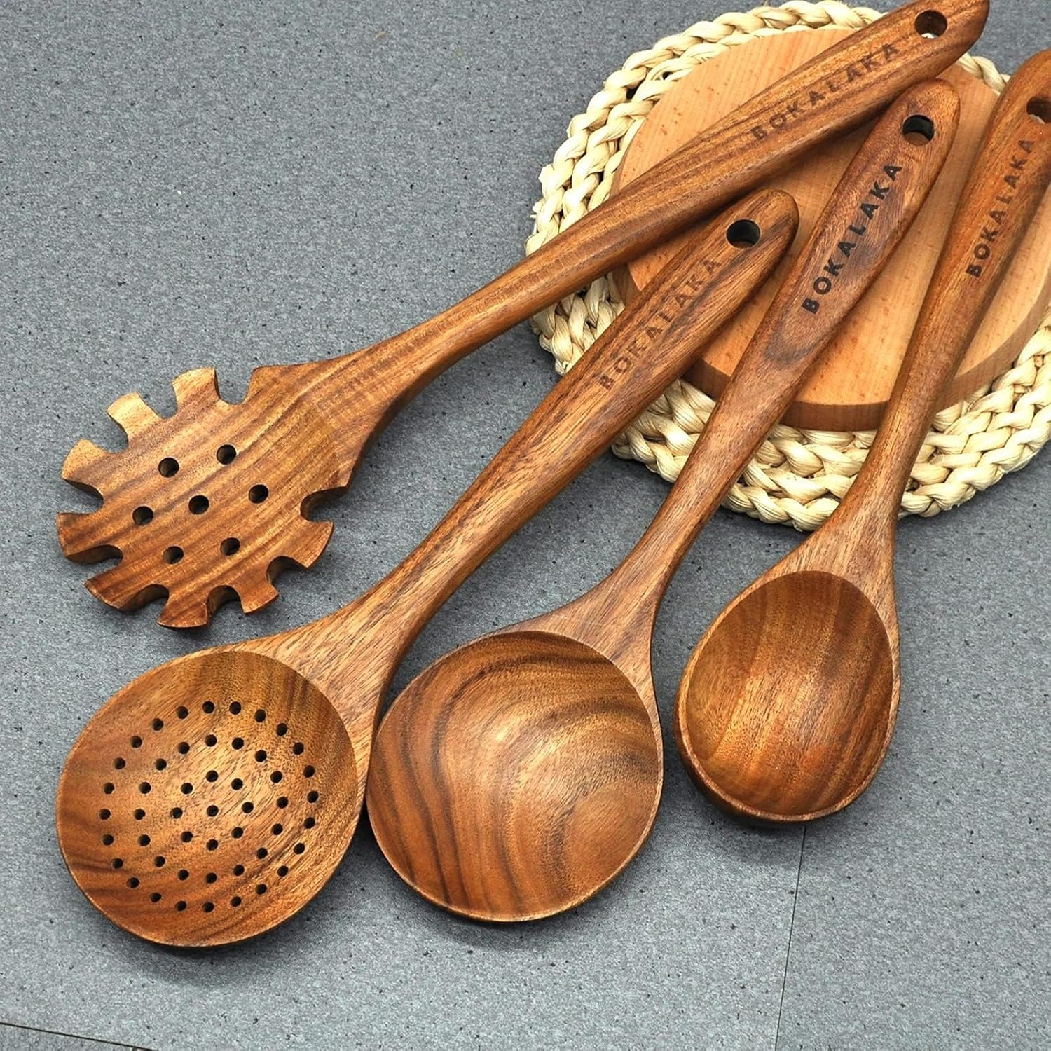 Houten lepels om te koken,10 stuks houten keukengerei, teak keukengerei set, natuurlijk teak keukengerei set, houten kookgerei