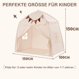Mallify Kindertent indoor, speelhuisje met mat en verlichting, 150 x 100 x 150 cm (crème)