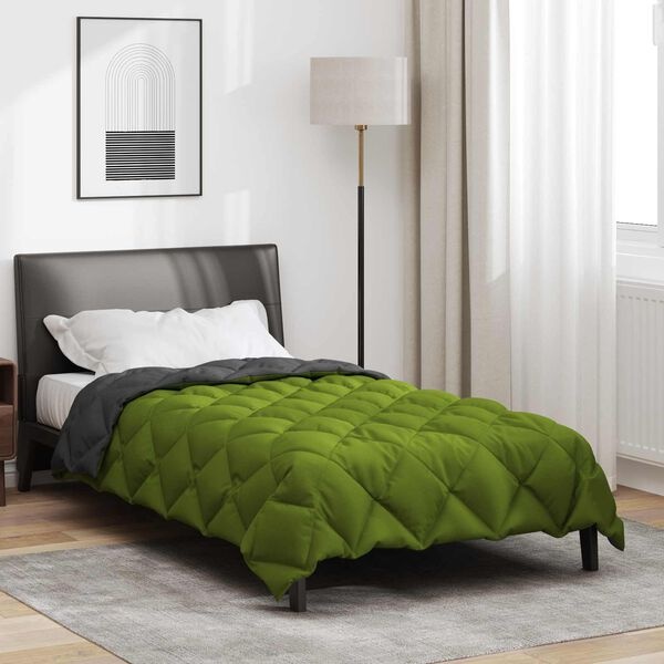 vidaXL Winter Dekbed Groen en Antraciet 200 x 135 cm Microfiber