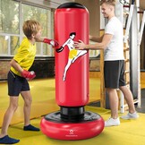 QPAU Kinderbokszak met bokshandschoenen, 66 inch grotere stabiele opblaasbare bokszakset voor kinderen, cadeau voor jongens en meisjes van 6-12 jaar, voor het beoefenen van karate, taekwondo, MMA