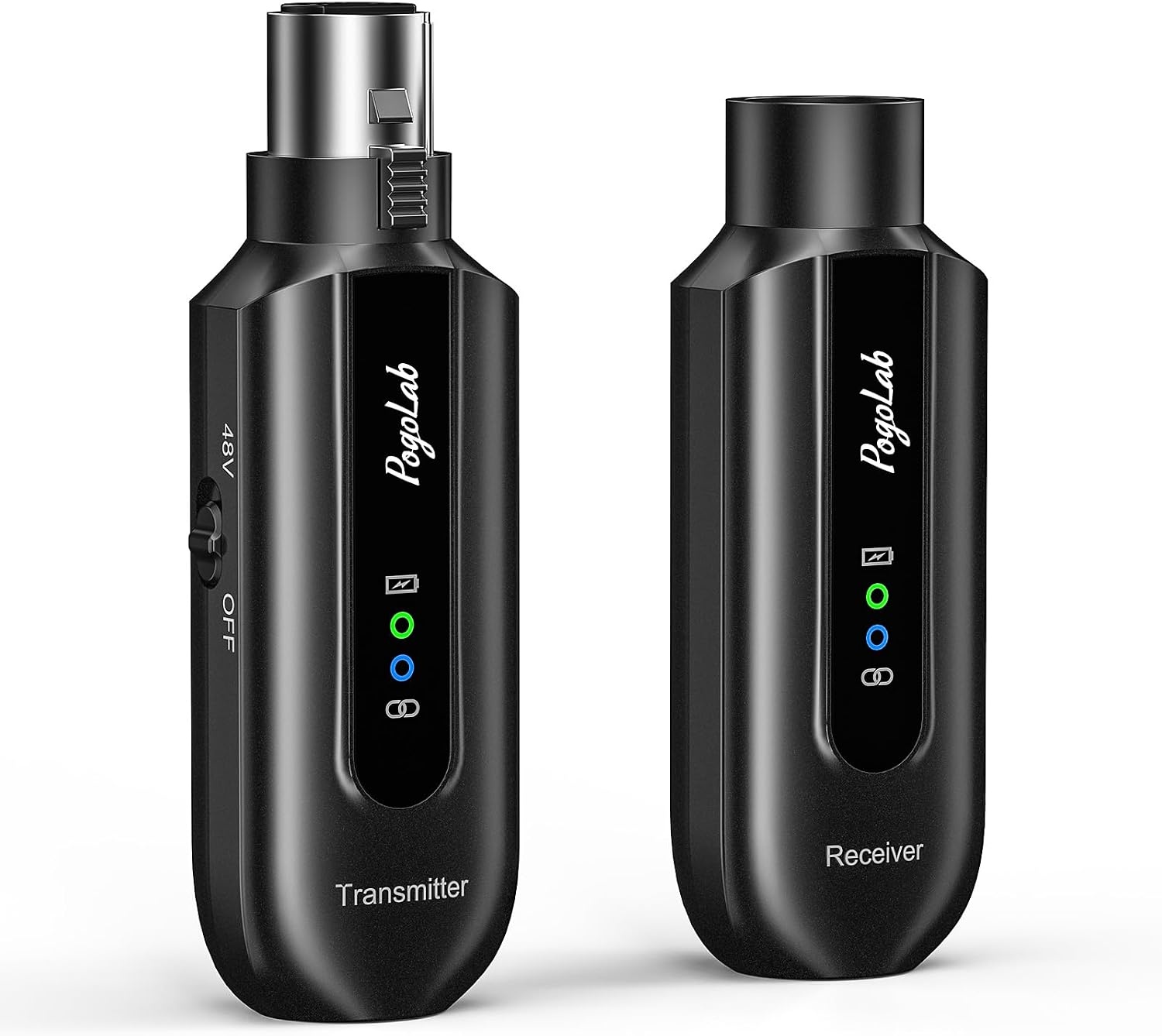 POGOLAB Draadloos XLR Microfoon Systeem Zender en Ontvanger - 12 Uur Batterij, 45 Meter Bereik, 2.4GHz