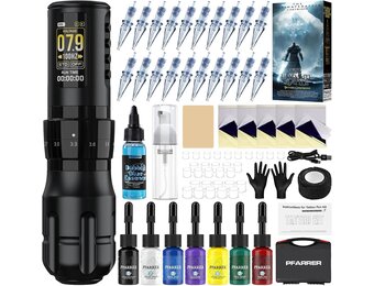 PFARRER PR-TKE652AEU-1 Draadloze Machine Set 1600mAh Batterij LCD Digitaal 20PCS Naald 7 Inks Draadloze Accessoires