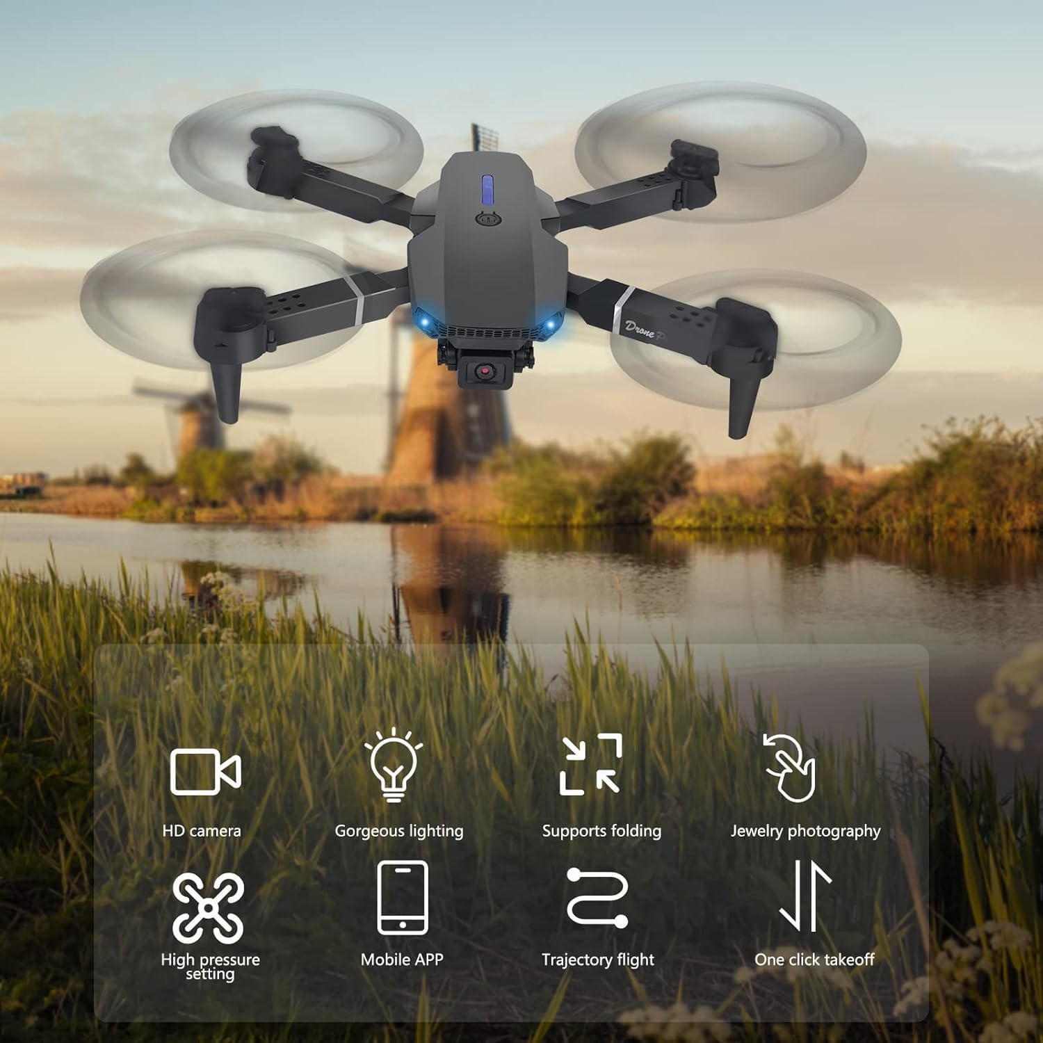 Drohne mit Kamera 4K, ferngesteuerter Quadrocopter mit Headless-Modus, Start/Landung mit einer Taste, Höhenhaltung, faltbar, Flugroute, 360°-Flip, Mini-Drohne als Geschenk für Anfängerkinder